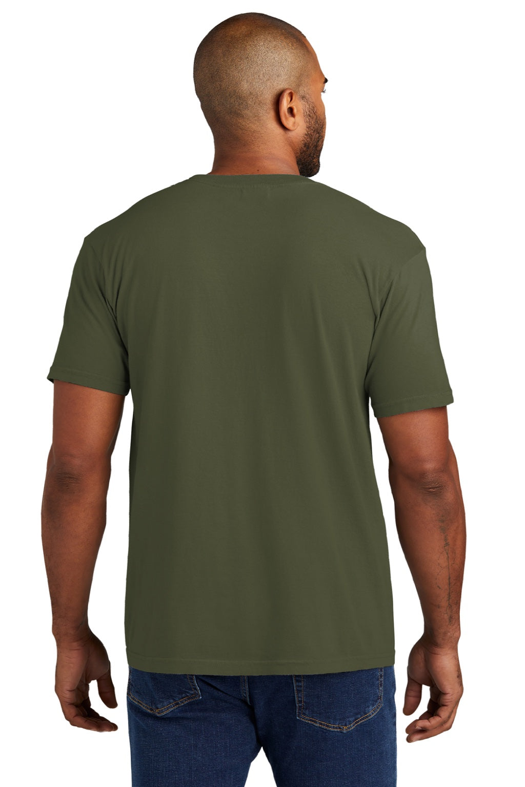 Comfort Colors 6030 Mens Short Sleeve Crewneck T-Shirt w/ Pocket Sage Green Model Back