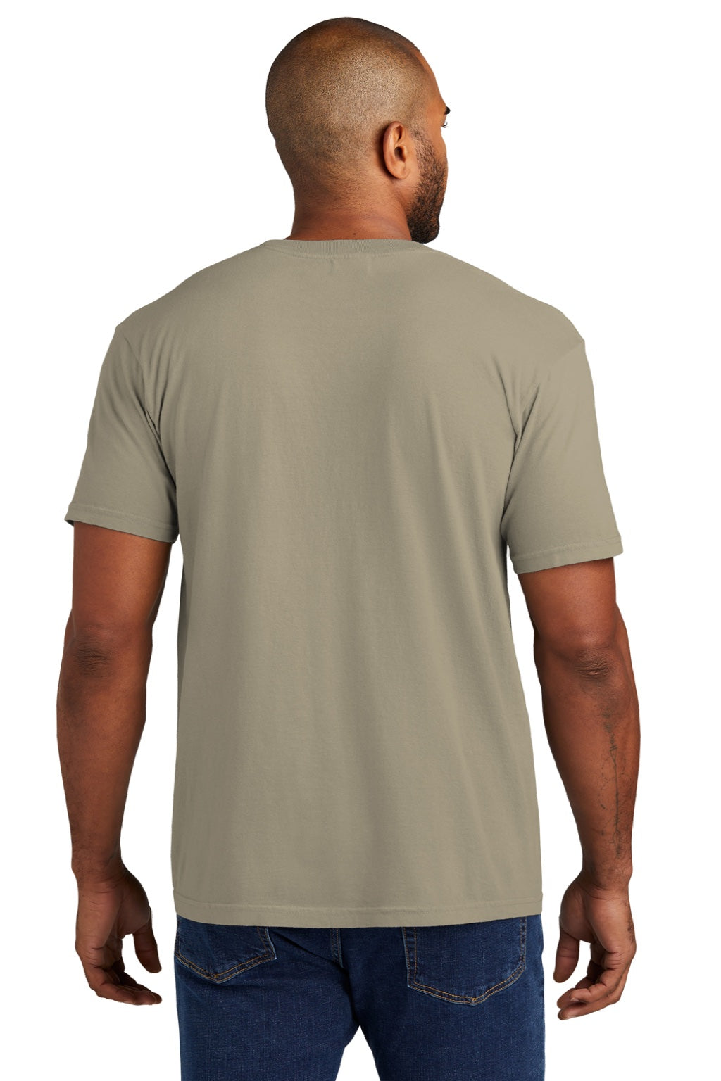 Comfort Colors 6030 Mens Short Sleeve Crewneck T-Shirt w/ Pocket Sandstone Model Back
