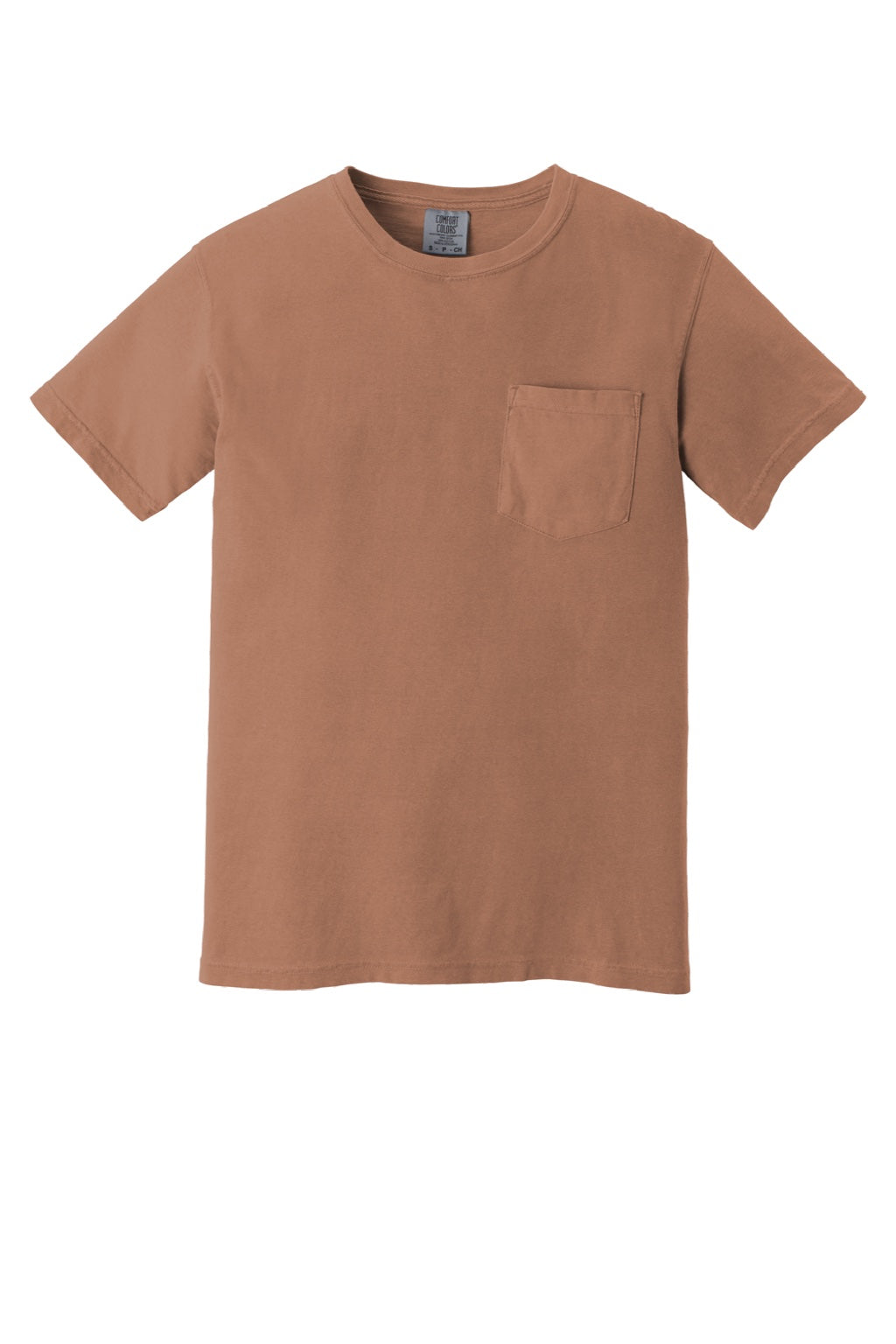 Comfort Colors 6030 Mens Short Sleeve Crewneck T-Shirt w/ Pocket Terracotta Flat Front