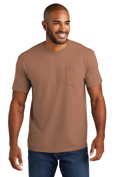 Comfort Colors 6030 Mens Short Sleeve Crewneck T-Shirt w/ Pocket Terracotta Model Front