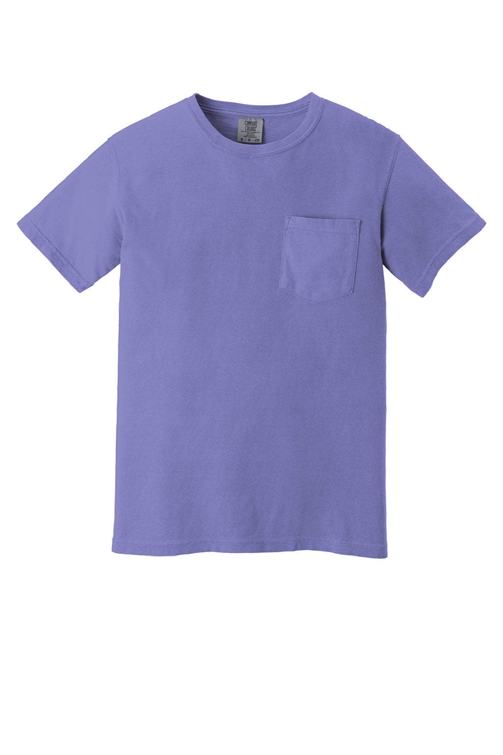 Comfort Colors 6030 Mens Short Sleeve Crewneck T-Shirt w/ Pocket Violet Purple Flat Front