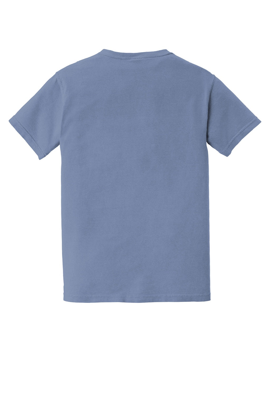 Comfort Colors 6030 Mens Short Sleeve Crewneck T-Shirt w/ Pocket Washed Denim Blue Flat Back