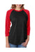 Next Level NL6051/6051 Mens Jersey 3/4 Sleeve Crewneck T-Shirt Vintage Black/Red Model Front