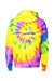 Dyenomite 854MS Mens Spiral Tie Dyed Hooded Sweatshirt Hoodie Flo Rainbow Spiral Flat Back