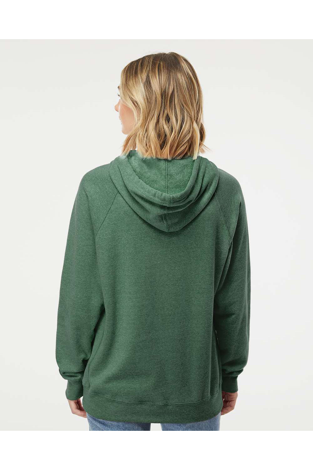 Independent Trading Co. PRM33SBP Mens Special Blend Raglan Hooded Sweatshirt Hoodie Moss Green Model Back