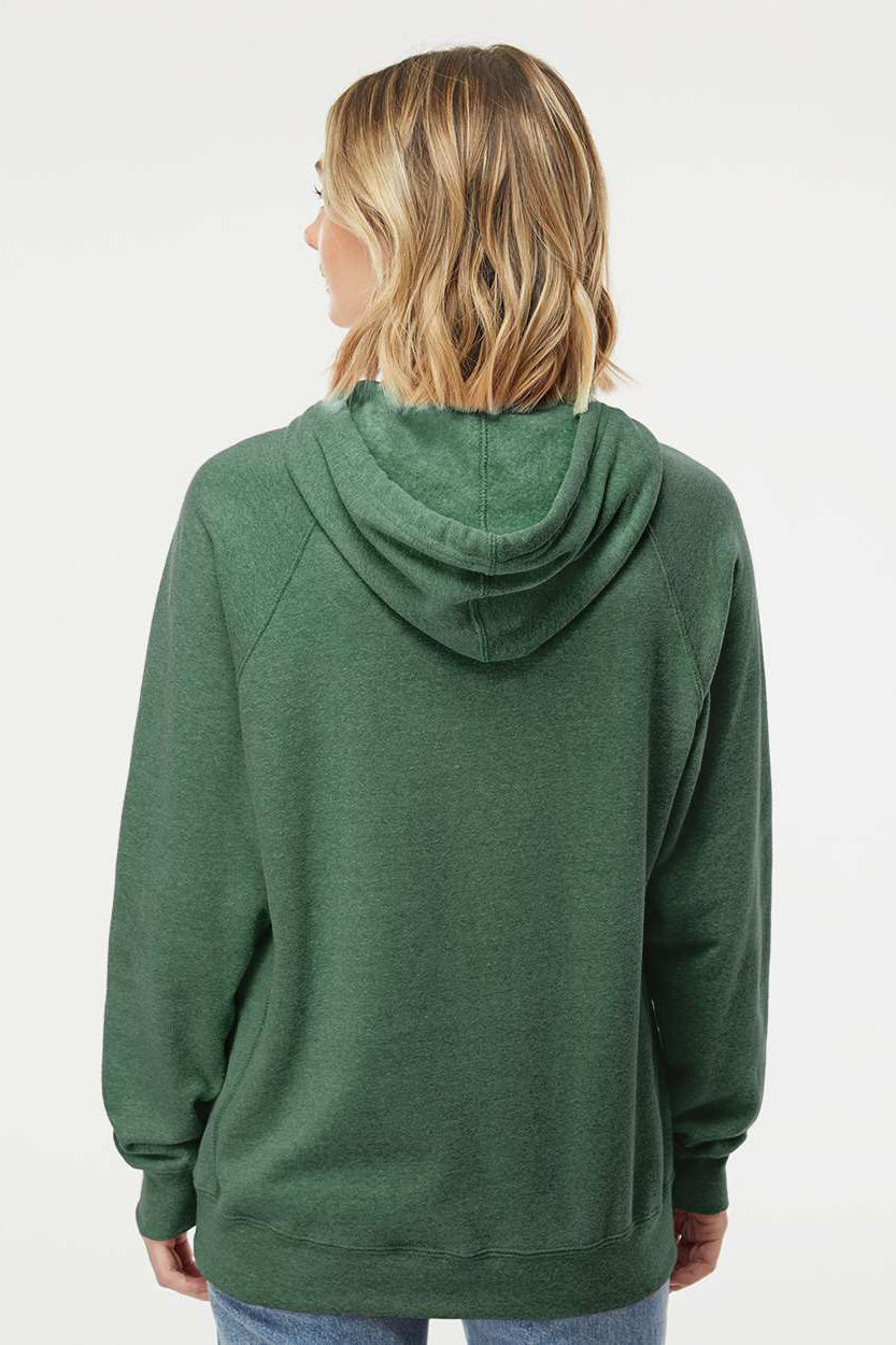 Independent Trading Company PRM33SBP Mens Special Blend Raglan Hooded Sweatshirt Hoodie w/ Pouch Pocket Moss Green Model Back