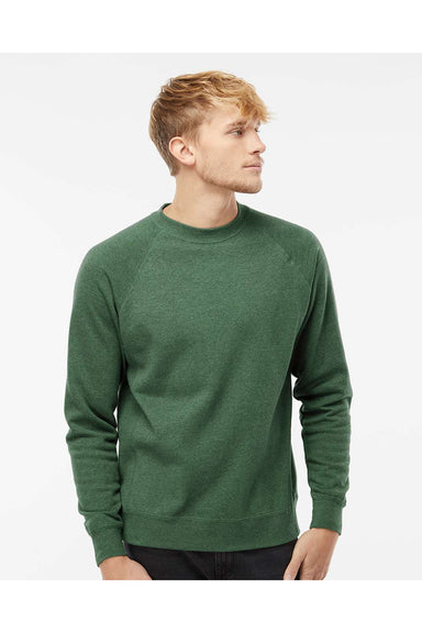 Independent Trading Co. PRM30SBC Mens Special Blend Crewneck Raglan Sweatshirt Moss Green Model Front