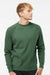 Independent Trading Company PRM30SBC Mens Special Blend Crewneck Raglan Sweatshirt Moss Green Model Front