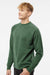 Independent Trading Company PRM30SBC Mens Special Blend Crewneck Raglan Sweatshirt Moss Green Model Side