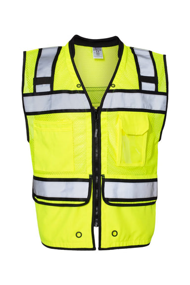 Kishigo S5004-5005 Unisex High Performance Surveyors Vest Lime Green Flat Front