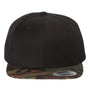 Yupoong Mens Premium Flat Bill Snapback Hat - Black/Camo - NEW