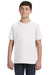 LAT 6101 Youth Fine Jersey Short Sleeve Crewneck T-Shirt White Model Front