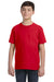 LAT 6101 Youth Fine Jersey Short Sleeve Crewneck T-Shirt Red Model Front