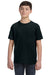LAT 6101 Youth Fine Jersey Short Sleeve Crewneck T-Shirt Black Model Front