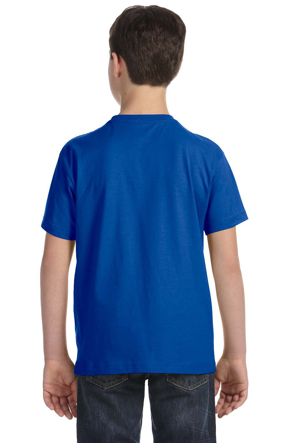 LAT 6101 Youth Fine Jersey Short Sleeve Crewneck T-Shirt Royal Blue Model Back