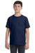 LAT 6101 Youth Fine Jersey Short Sleeve Crewneck T-Shirt Navy Blue Model Front
