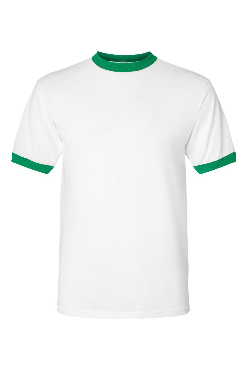 Augusta Sportswear 710 Mens Ringer Short Sleeve Crewneck T-Shirt White/Kelly Green Flat Front