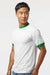 Augusta Sportswear 710 Mens Ringer Short Sleeve Crewneck T-Shirt White/Kelly Green Model Side