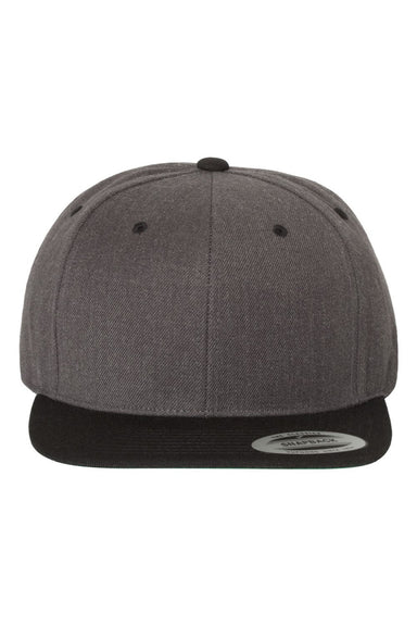 Yupoong Hats 6089/6089MT Mens Adjustable Hat Heather Dark Grey/Black Flat Front