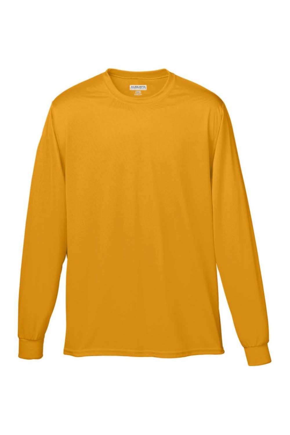 Augusta Sportswear 788 Mens Moisture Wicking Long Sleeve Crewneck T-Shirt Gold Model Flat Front