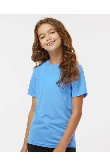 Augusta Sportswear 791 Youth Nexgen Moisture Wicking Short Sleeve Crewneck T-Shirt Columbia Blue Model Front