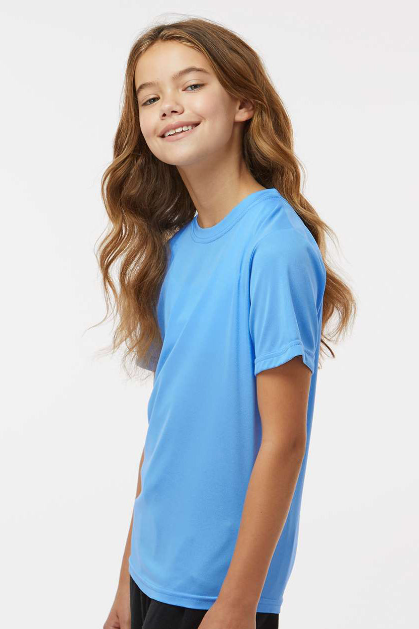 Augusta Sportswear 791 Youth Nexgen Moisture Wicking Short Sleeve Crewneck T-Shirt Columbia Blue Model Side