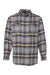 Burnside 8219 Mens Plaid Flannel Long Sleeve Snap Down Shirt w/ Double Pockets Light Grey Flat Front