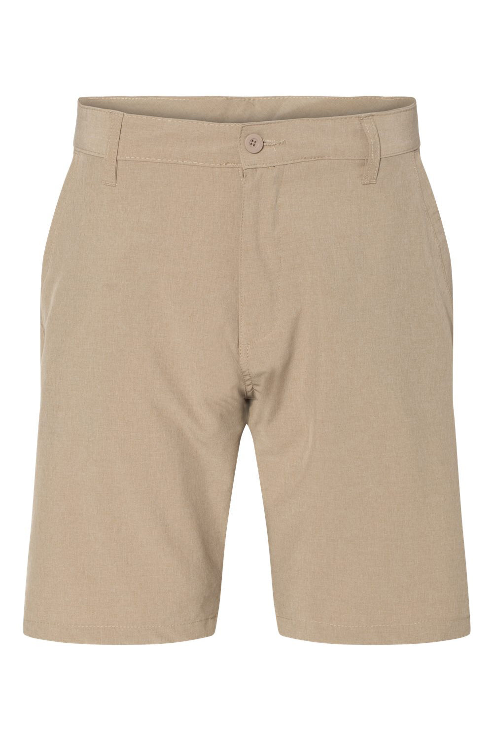 Burnside 9820 Mens Hybrid Stretch Shorts w/ Pockets Heather Khaki Flat Front