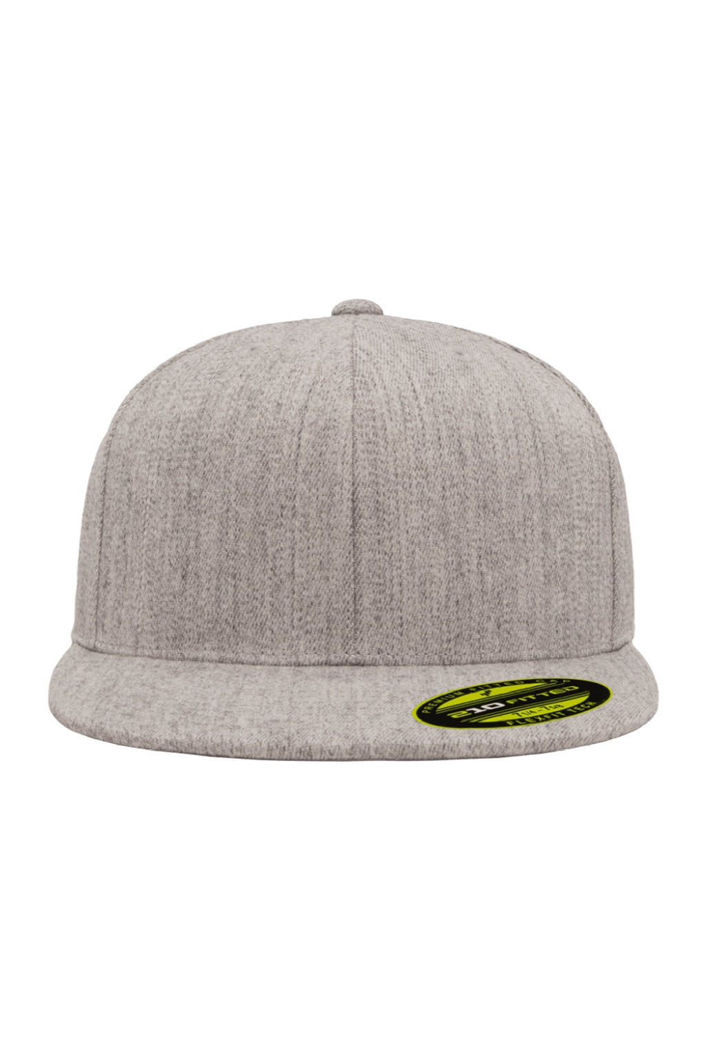 Flexfit Hats 6210/6210FF Mens Moisture Wicking Fitted Stretch Fit Hat Heather Grey Flat Front