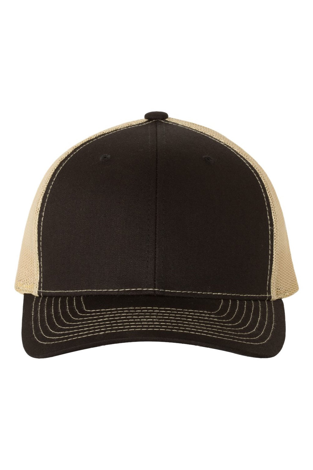 Richardson Hats 112 Mens Snapback Trucker Hat Black/Vegas Gold Flat Front