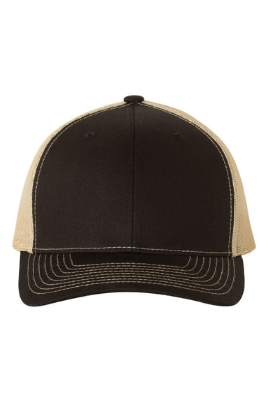 Richardson Hats 112 Mens Snapback Trucker Hat Black/Vegas Gold Flat Front