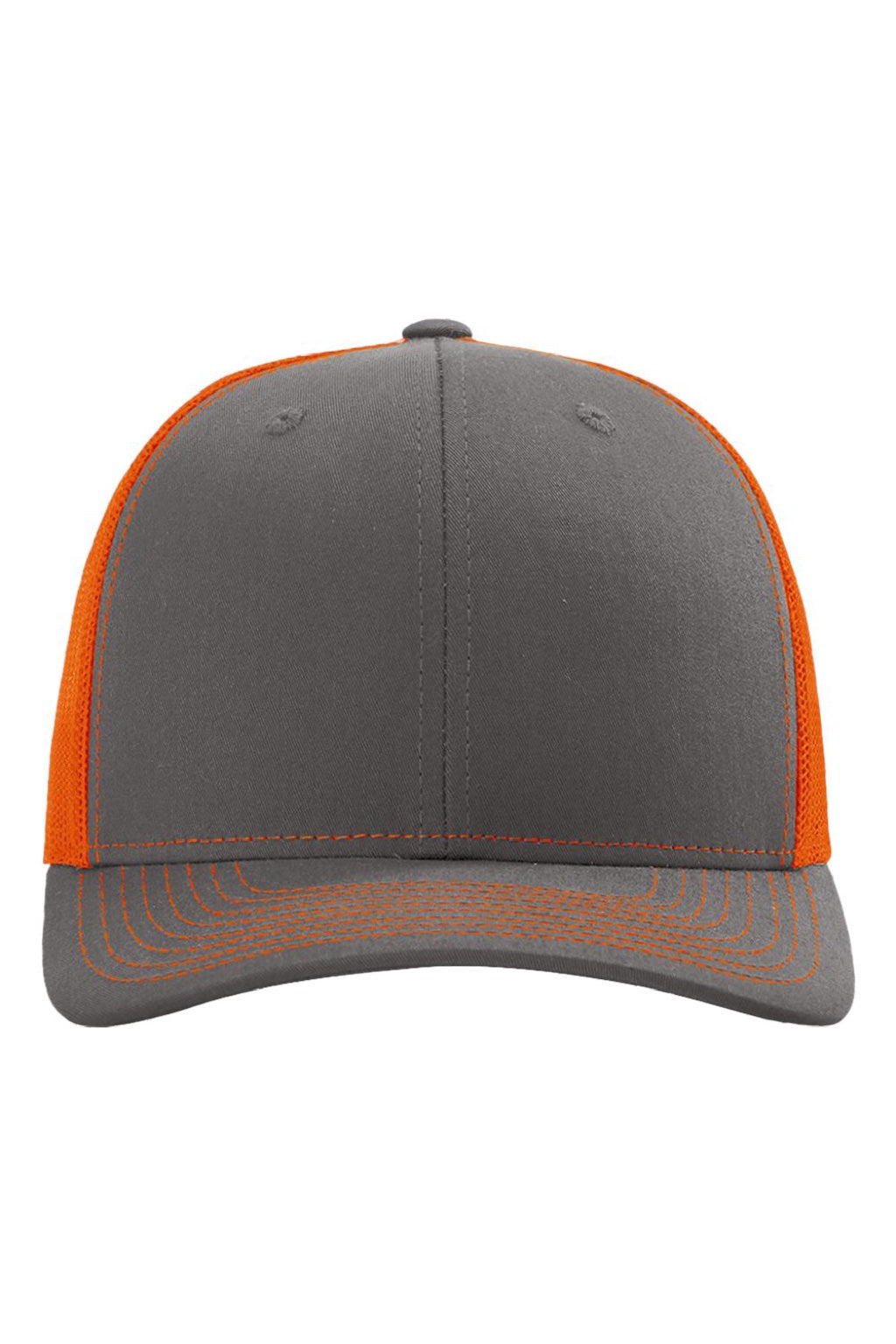 Richardson Hats 112 Mens Snapback Trucker Hat Charcoal Grey/Orange Flat Front