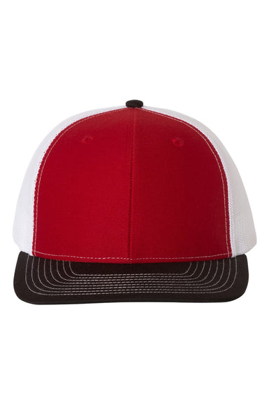 Richardson 112 Mens Snapback Trucker Hat Red/White/Black Flat Front