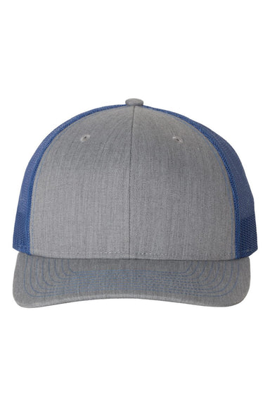 Richardson Hats 112 Mens Snapback Trucker Hat Heather Grey/Royal Blue Flat Front
