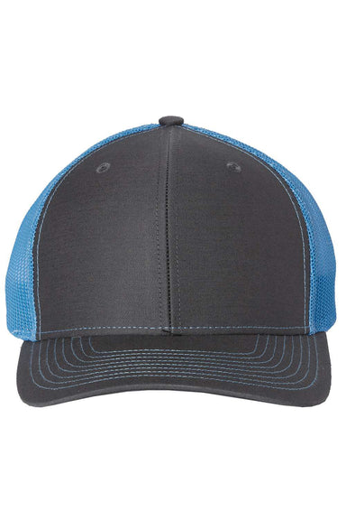 Richardson 112 Mens Snapback Trucker Hat Charcoal Grey/Columbia Blue Flat Front