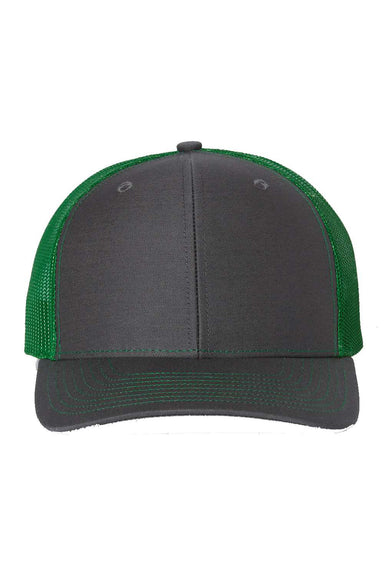 Richardson 112 Mens Snapback Trucker Hat Charcoal Grey/Kelly Green Flat Front