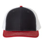 Richardson Hats Mens Snapback Trucker Hat - Navy Blue/White/Red