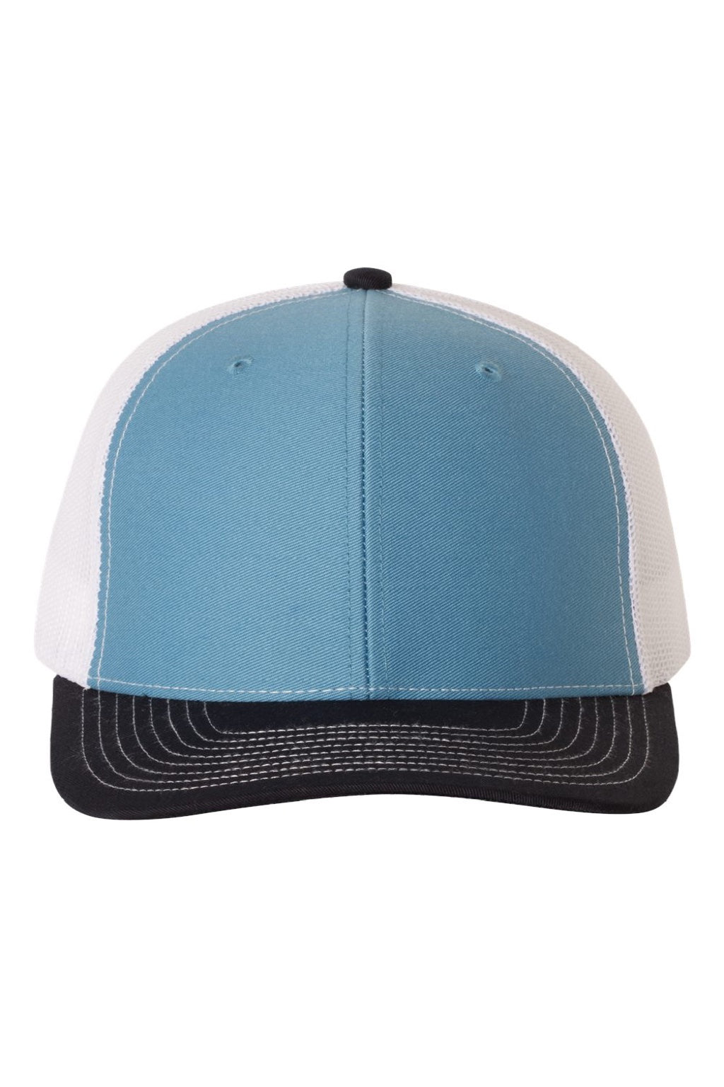 Richardson Hats 112 Mens Snapback Trucker Hat Columbia Blue/White/Navy Blue Flat Front