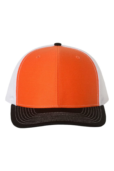 Richardson Hats 112 Mens Snapback Trucker Hat Orange/White/Black Flat Front