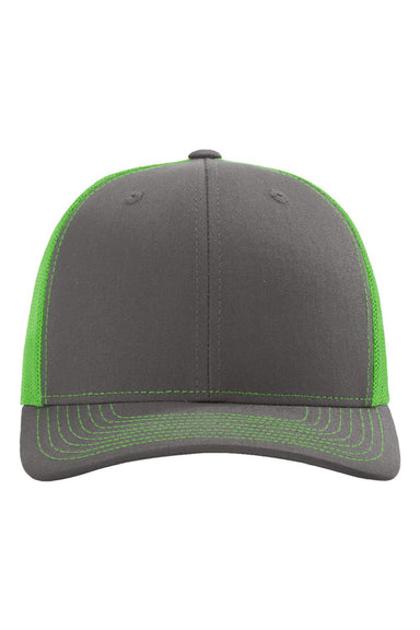 Richardson Hats 112 Mens Snapback Trucker Hat Charcoal Grey/Neon Green Flat Front