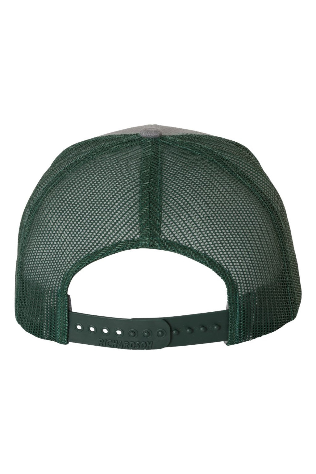 Richardson Hats 112 Mens Snapback Trucker Hat Heather Grey/Dark Green Flat Back