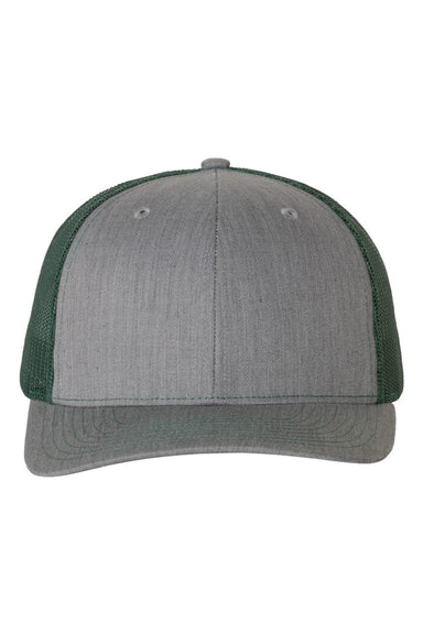 Richardson Hats 112 Mens Snapback Trucker Hat Heather Grey/Dark Green Flat Front