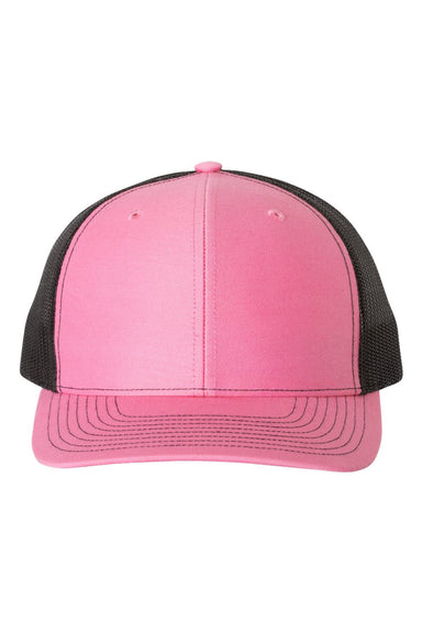 Richardson 112 Mens Snapback Trucker Hat Hot Pink/Black Flat Front