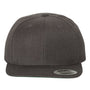 Yupoong Mens Premium Flat Bill Snapback Hat - Heather Dark Grey - NEW