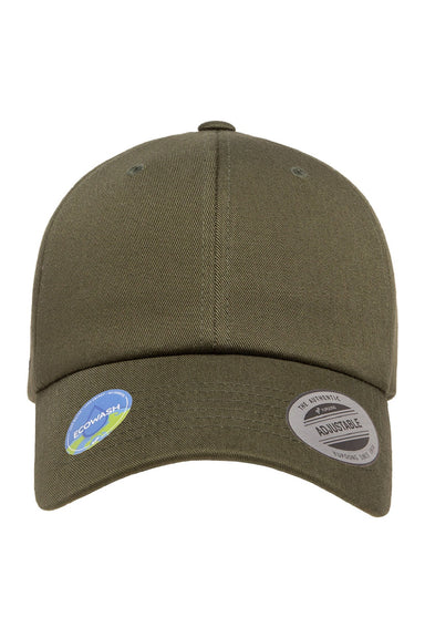 Yupoong Hats 6245EC Mens Ecowash Adjustable Dad Hat Olive Green Flat Front