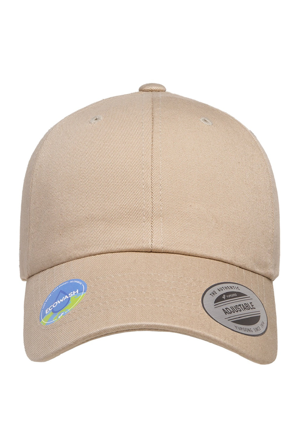Yupoong Hats 6245EC Mens Ecowash Adjustable Dad Hat Oak Flat Front
