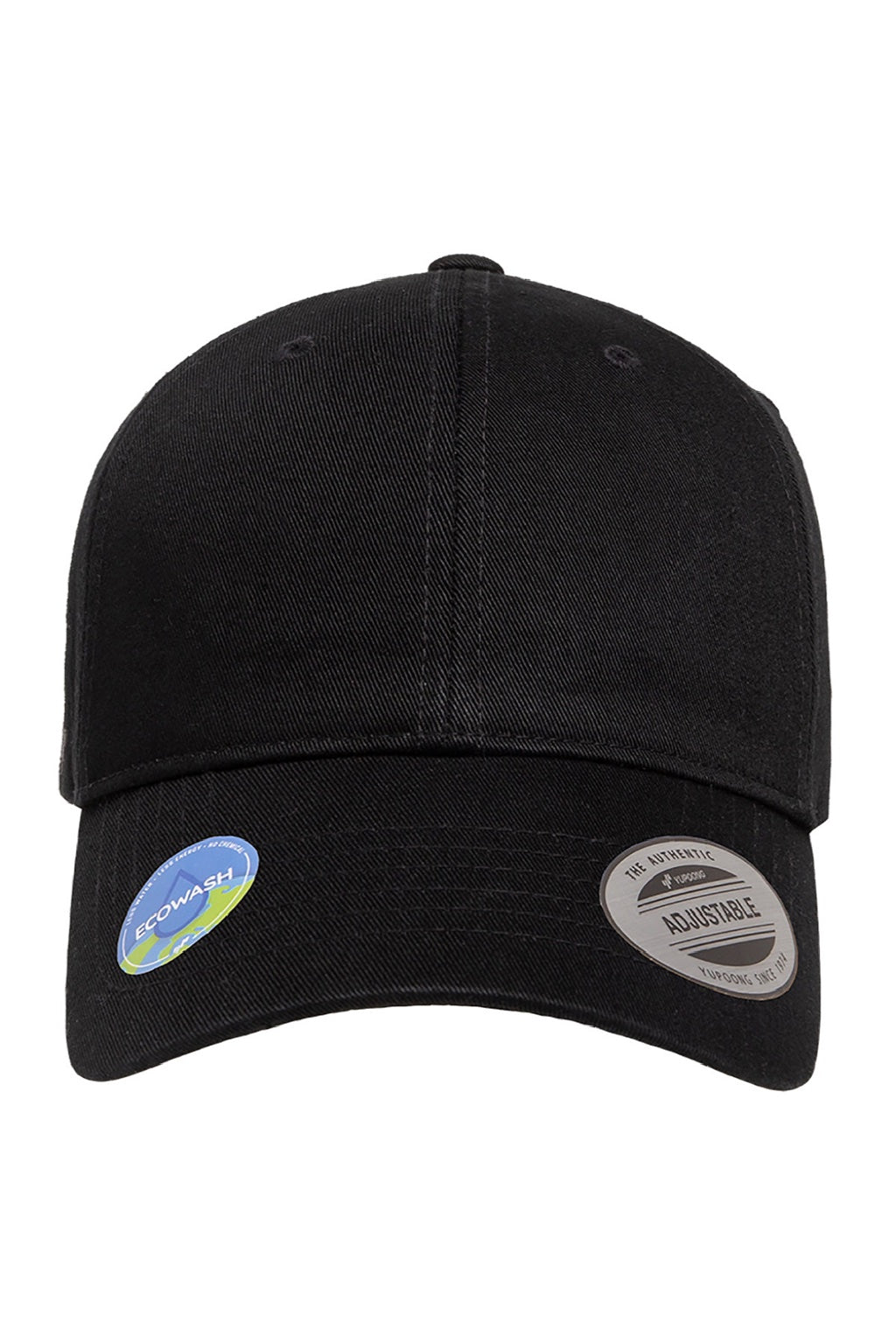 Yupoong Hats 6245EC Mens Ecowash Adjustable Dad Hat Black Flat Front