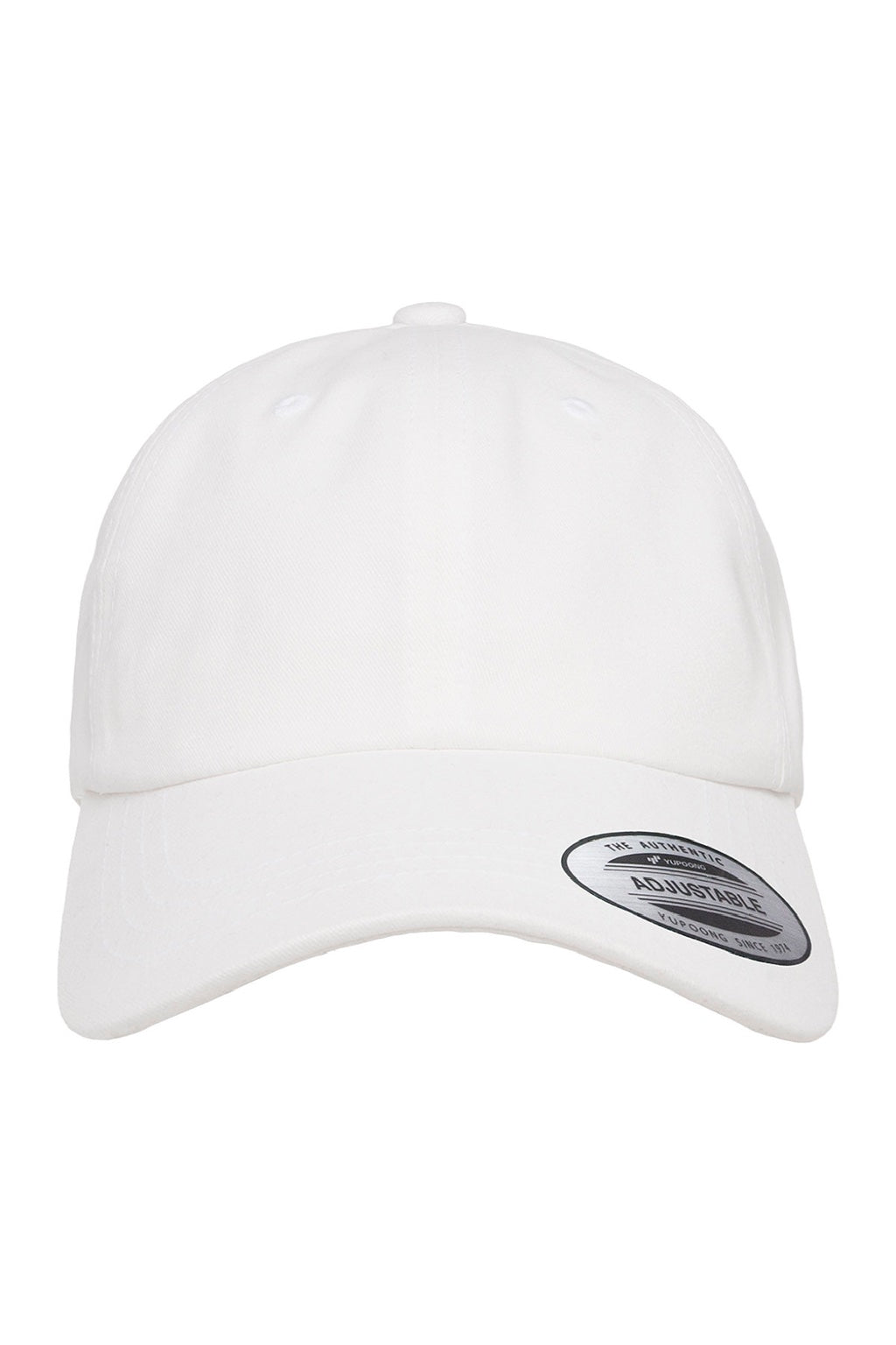 Yupoong Hats 6245PT Mens Adjustable Hat White Flat Front
