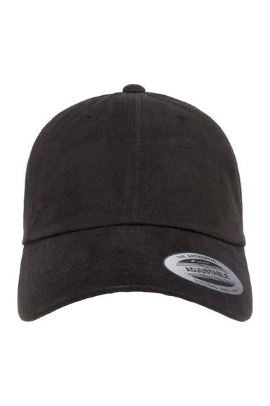 Yupoong Hats 6245PT Mens Adjustable Hat Black Flat Front