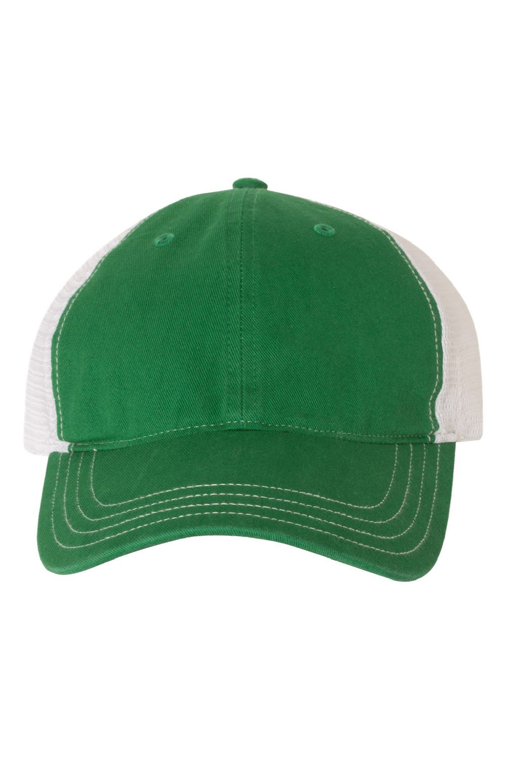 Richardson Hats 111 Mens Garment Washed Snapback Trucker Hat Kelly Green/White Flat Front